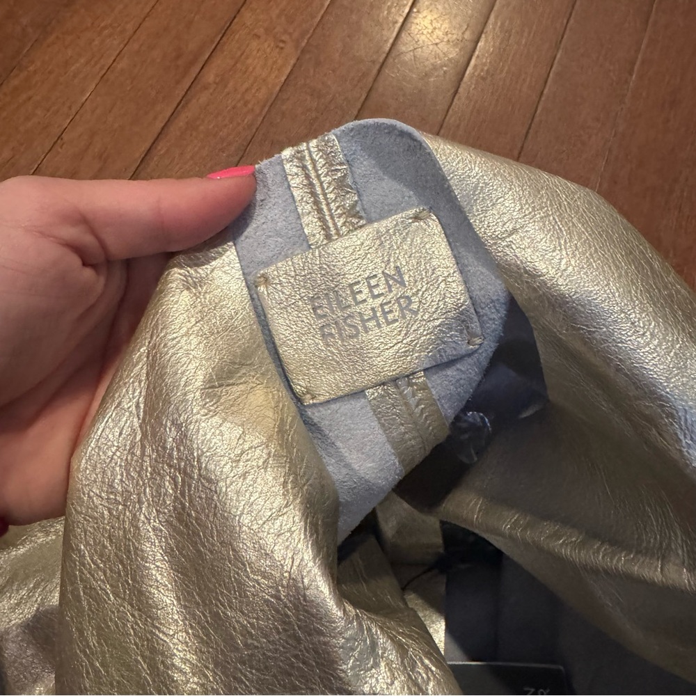 Eileen Fisher Slouchy Shopper Champagne Gold Tote Bag - Picture 4 of 7